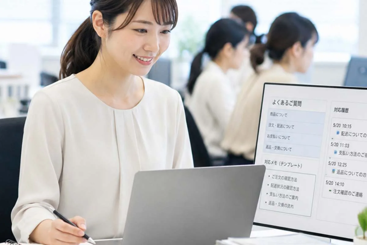 AI導入後に情報を確認しながら対応するオフィス業務