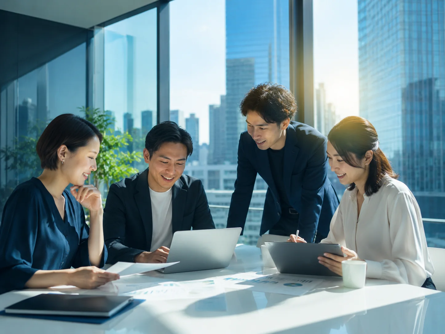 Webシステムを確認する日本人スタッフ